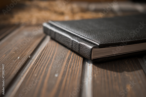 The image is a close-up shot of a black book 6108.