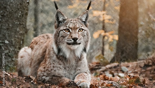 A lynx posing in the forest, woods, beautiful cat like animal © dmnkandsk