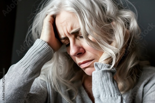 sad mature woman close up portrait