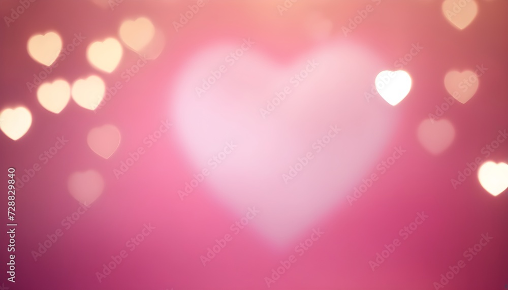 Gorgeous pink heart-shaped blurred background with clear bokeh lighting