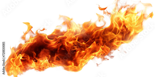 A detail of the realistic fire flame isolated on transparent background