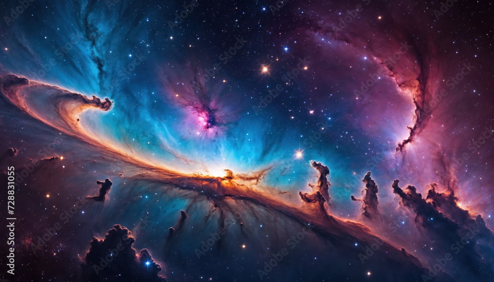 This vibrant image captures the stunning beauty of a spiral galaxy, with swirling arms of stars and cosmic dust illuminated against the pitch-black backdrop of space. This vibrant image captures the stunning beauty of a spiral galaxy, with swirling arms of stars and cosmic dust illuminated against the pitch-black backdrop of space.