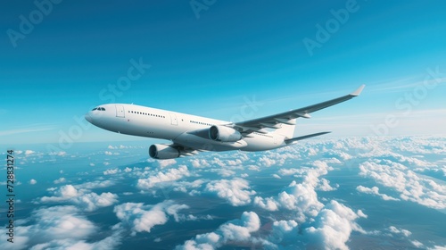White passenger airplane flying in the sky