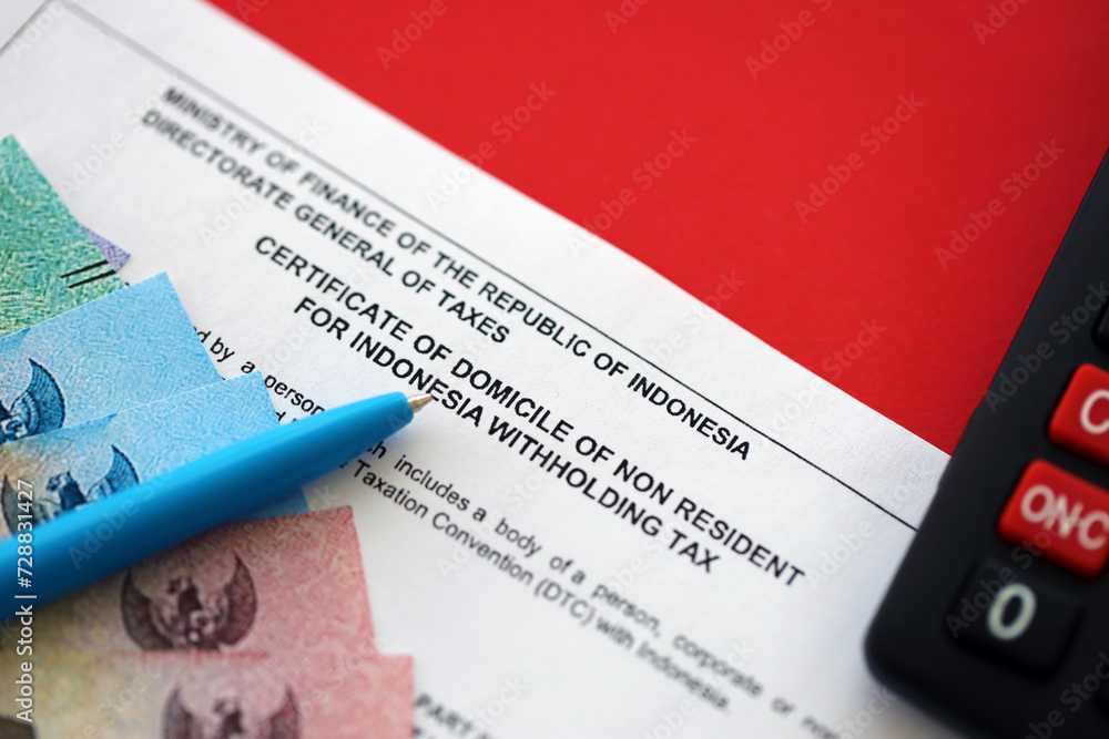 Indonesian tax form DGT certificate of domicile of non resident for indonesia withholding tax