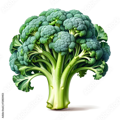 realistic drawing of broccoli isolate on white background