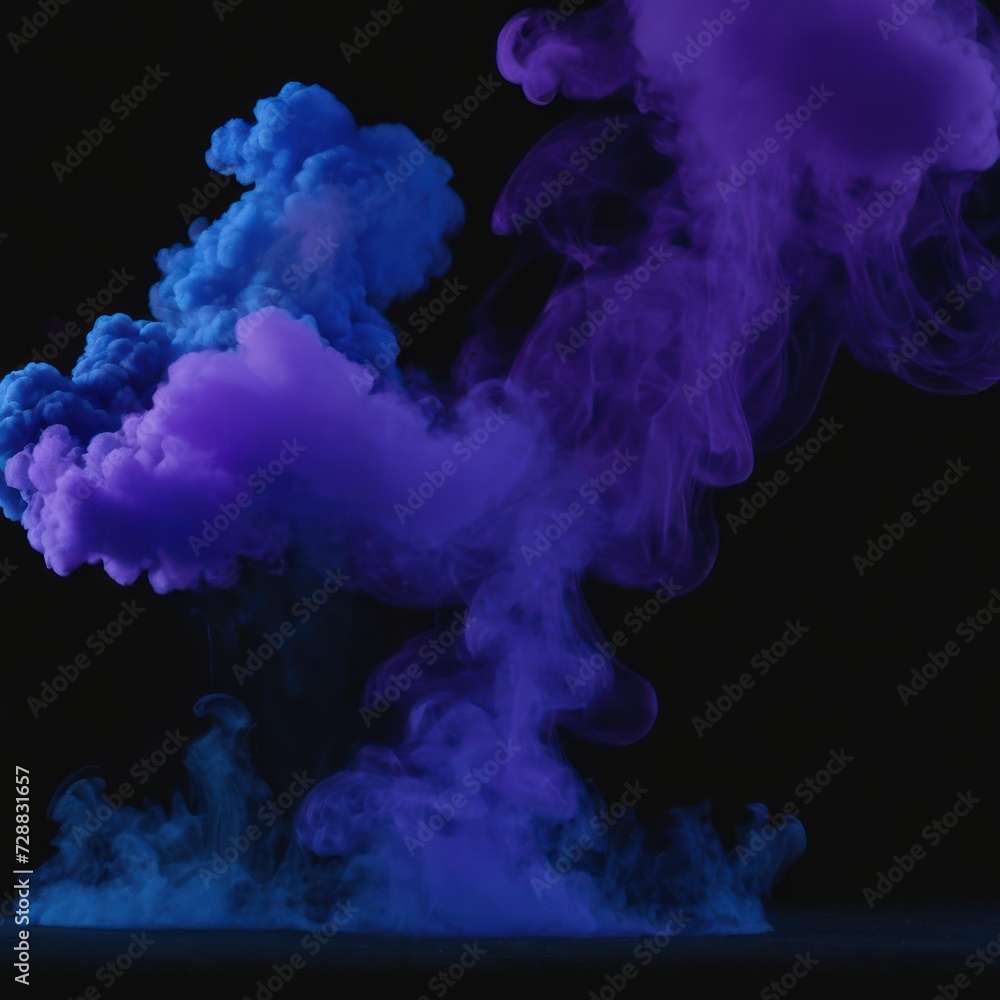 a black background with blue smoke and purple color