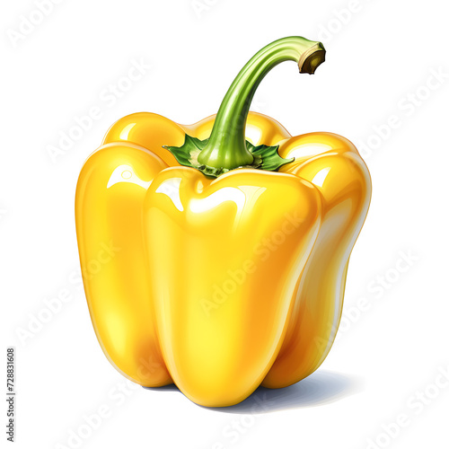 realistic drawing isolate yellow bell pepper on a white background