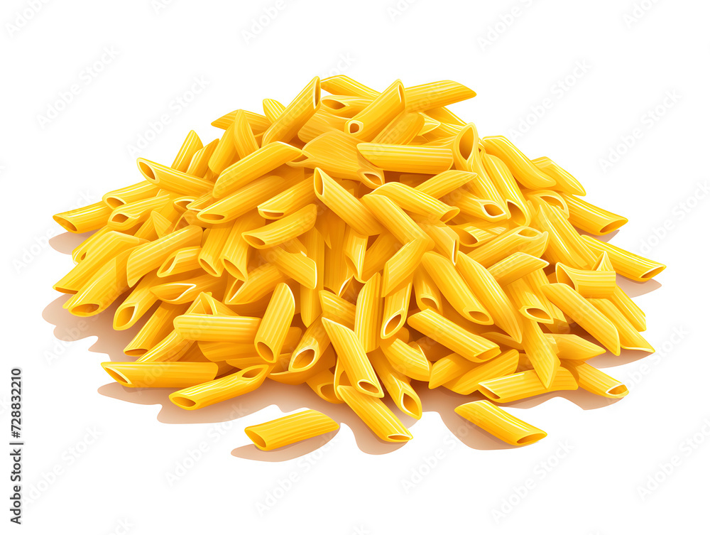 Illustration of a pile raw pasta on white background Illustration of a pile raw pasta on white background
