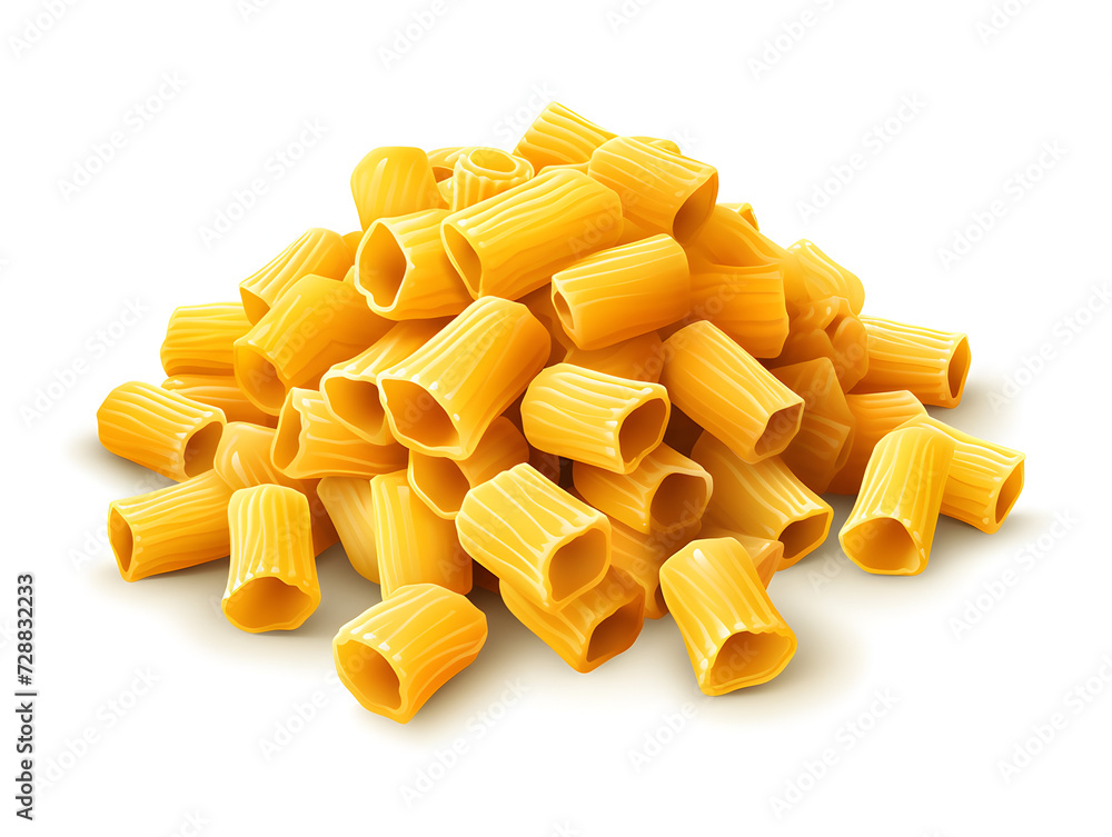 Illustration of a pile raw pasta on white background Illustration of a pile raw pasta on white background