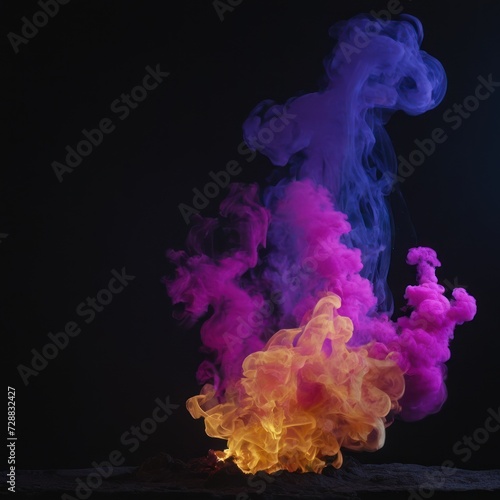 a black background with blue smoke and purple color