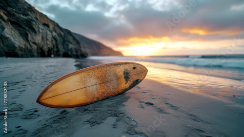 A surfboard on the beach © senadesign