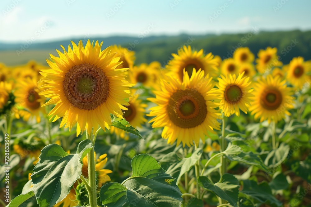 Beautiful view of a field of sunflowers Beautiful view of a field of sunflowers