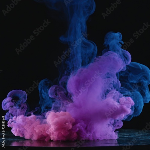 a black background with blue smoke and purple color