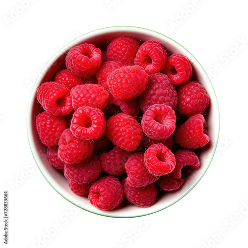 Delicious Bowl of Raspberries Isolated on a Transparent Background