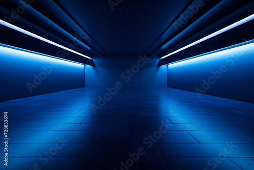 Empty underground background with blue lighting with space for text or product © Studio Art