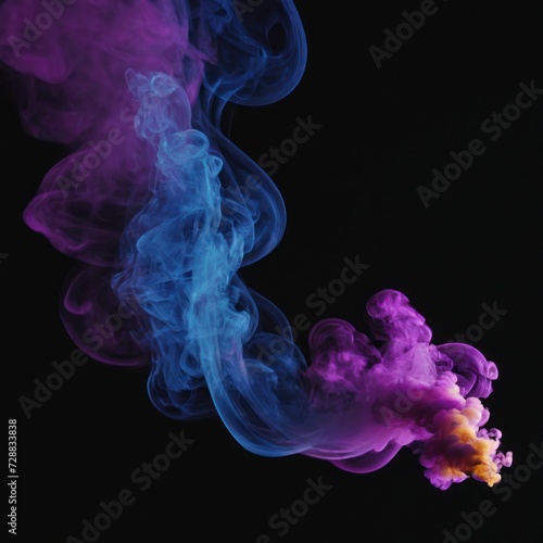 a black background with blue smoke and purple color © Nathan