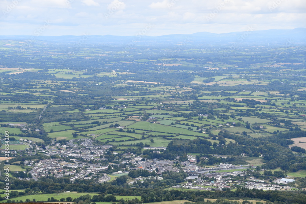 View to Graiguenamanagh from Brandon hill, County Kilkenny, Ireland 