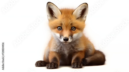 Fox cub on white background