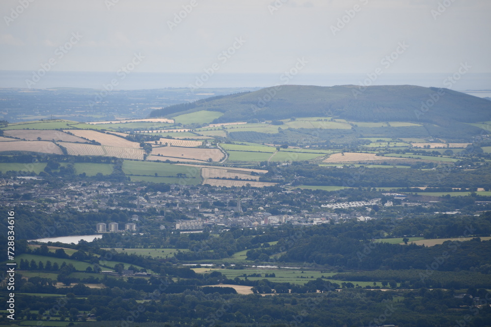 View to New Ross from Brandon hill, County Kilkenny, Ireland 