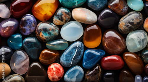 Beautiful colored semi-precious gemstones backgr.