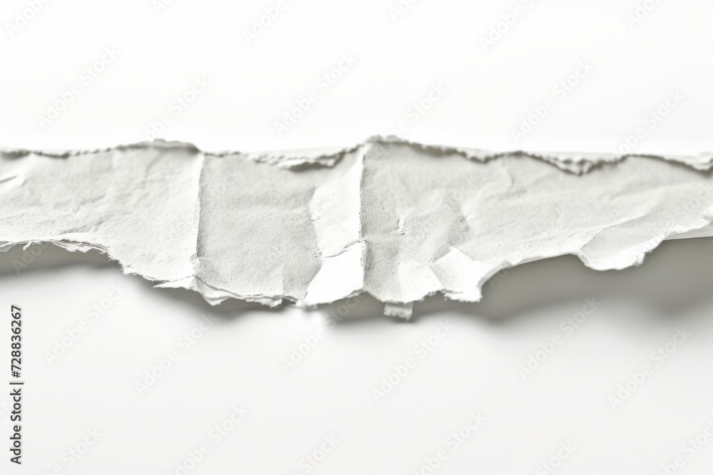 Close-up of a Torn Strip of Newspaper on a White Background Close-up of a Torn Strip of Newspaper on a White Background