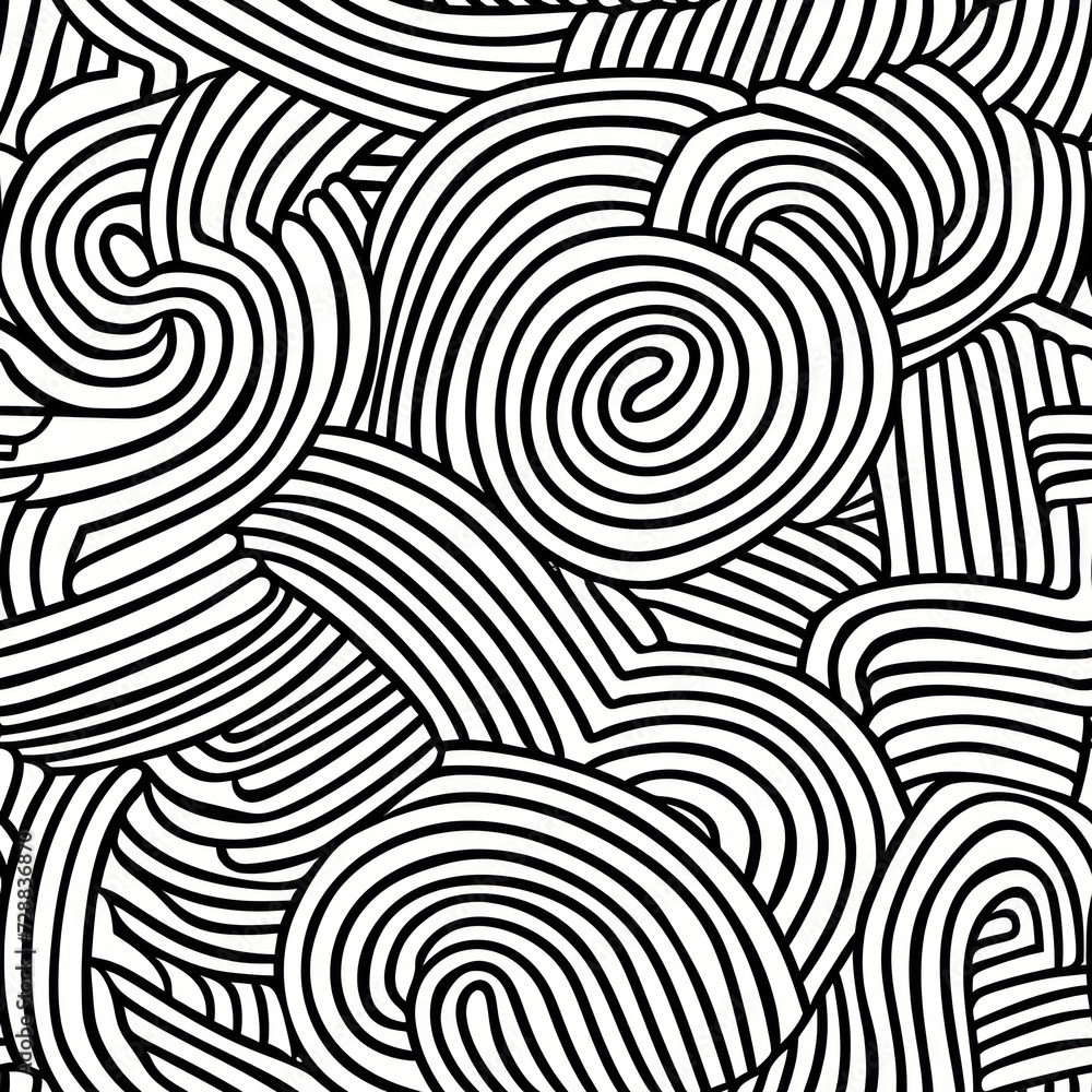 Seamless abstract line pattern with bold doodle lines against a white background.
