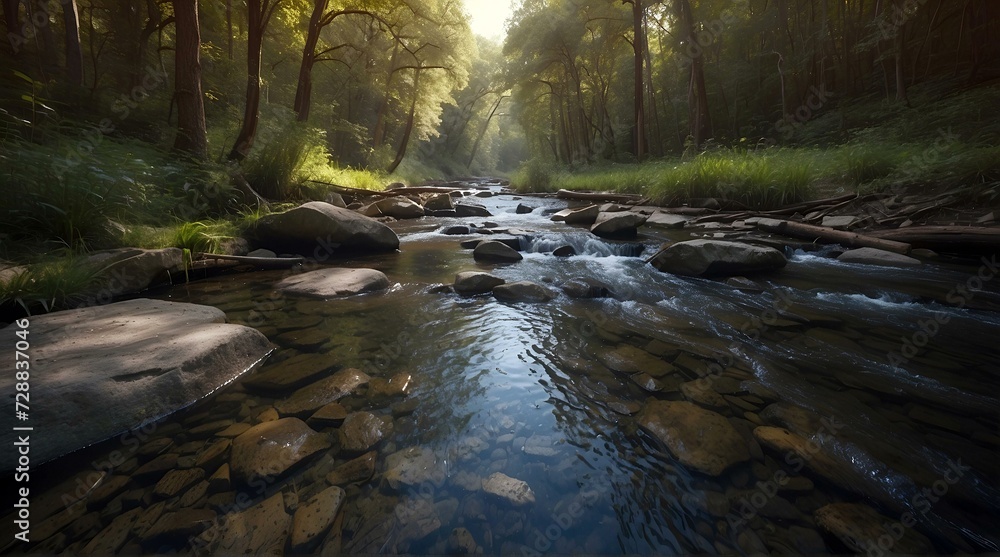 River or creek flowing through a forest River or creek flowing through a forest