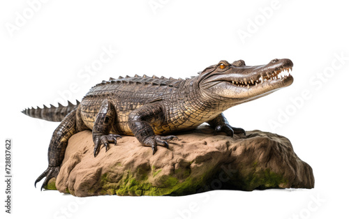 Crocodile Standing Firm on a Stone isolated on transparent Background