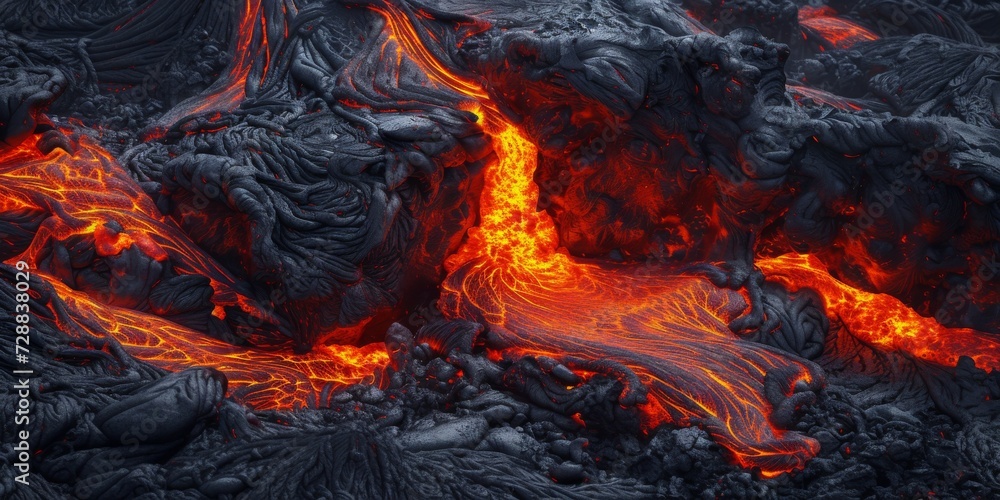 Intense Molten Lava Texture with Vibrant Fire and Rock Patterns