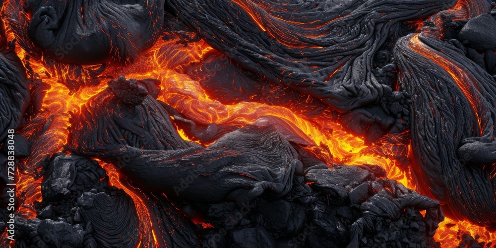 Fototapeta premium Intense Molten Lava Texture with Vibrant Fire and Rock Patterns