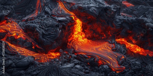 Intense Molten Lava Texture with Vibrant Fire and Rock Patterns