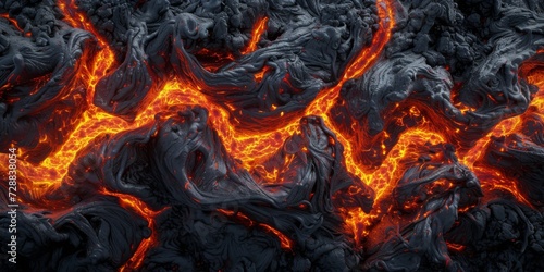 Intense Molten Lava Texture with Vibrant Fire and Rock Patterns