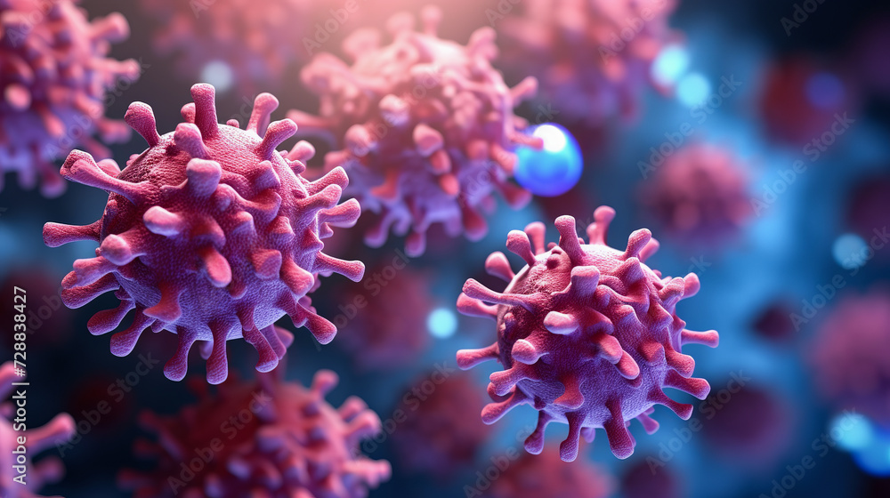 Obraz premium Pandemic medical concept. Increased flu viruses and covid 19. Ai art.