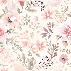 Keuken achterwand Vintage bloemen patronen Vintage zomerbloemen botanisch pastel aquarel  © Moribuz Studio