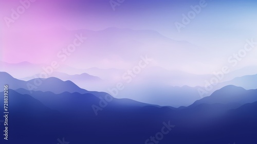Serene mountain range with a smooth blue to pink gradient backdrop. Abstract art. Concept of tranquility, gradient landscapes, serene nature, minimalist wave design. Copy space © Jafree