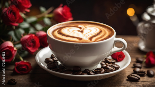 Ciepła kawa z artystycznym sercem photo