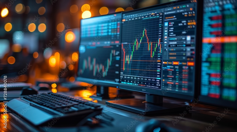 computer screen with trading chart or stock market computer screen with trading chart or stock market