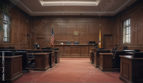 American Courtroom Interior with No Participantsl. Created with AI. © Ростислав Андрейченк
