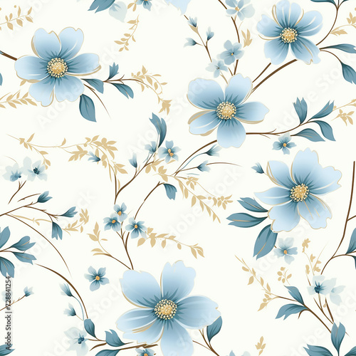 Seamless gentle background with watercolor forget-me-not. Beautiful pattern. Summer, cute, sky-blue little flowers. Raster illustration. Perfect for wrapping paper, decor, textiles, and web design.