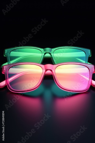 Neon Glow Pink and Green Sunglasses