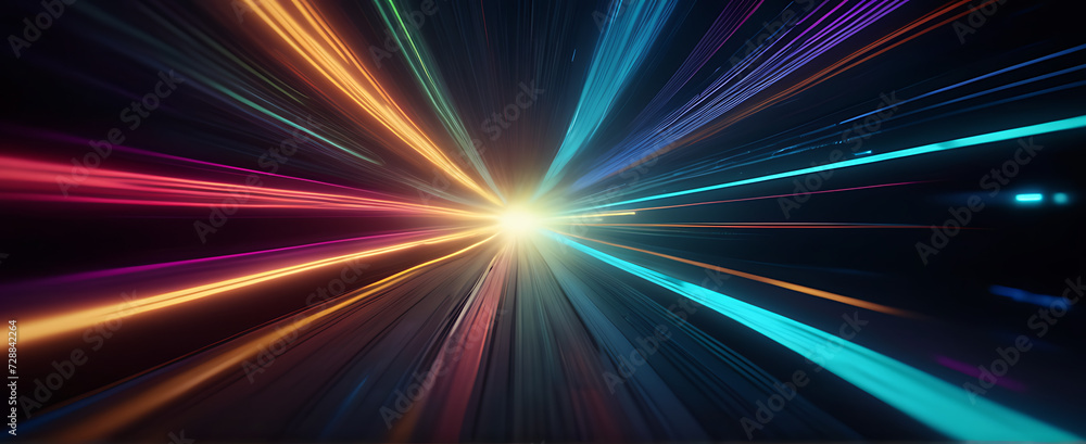 Lightspeed, hyperspace, space warp background. Colorful streaks of light gathering towards the event horizon. Lightspeed, hyperspace, space warp background. Colorful streaks of light gathering towards the event horizon.