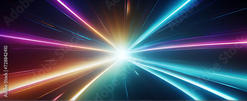 Lightspeed, hyperspace, space warp background. Colorful streaks of light gathering towards the event horizon.