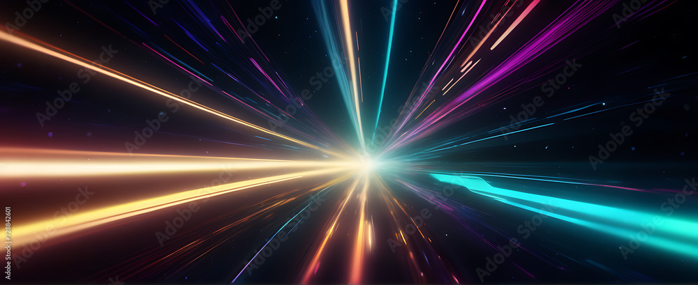 Lightspeed, hyperspace, space warp background. Colorful streaks of light gathering towards the event horizon. Lightspeed, hyperspace, space warp background. Colorful streaks of light gathering towards the event horizon.