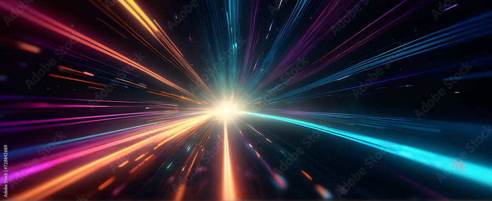 Lightspeed, hyperspace, space warp background. Colorful streaks of light gathering towards the event horizon. Lightspeed, hyperspace, space warp background. Colorful streaks of light gathering towards the event horizon.