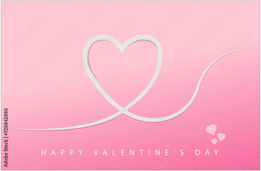 Happy valentine's day. Wish card design template. Editable vector illustration stroke.