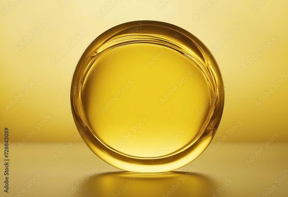 Golden yellow bubble oil or serum isolated on yellow background Golden yellow bubble oil or serum isolated on yellow background
