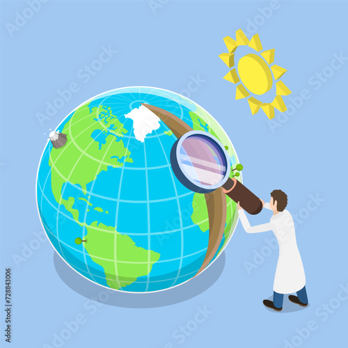 3D Isometric Flat Vector Illustration of Earth Layers, Planet Geology