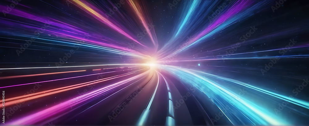 Lightspeed, hyperspace, space warp background. Colorful streaks of light gathering towards the event horizon. Lightspeed, hyperspace, space warp background. Colorful streaks of light gathering towards the event horizon.