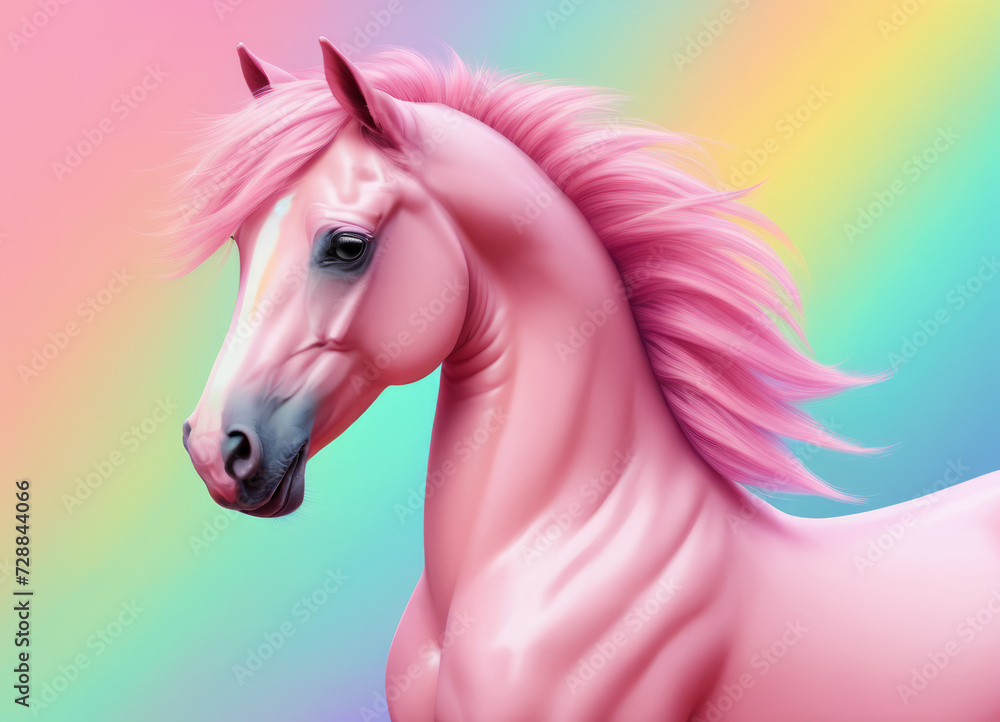 Mystical Pink Mane Horse Portrait Mystical Pink Mane Horse Portrait