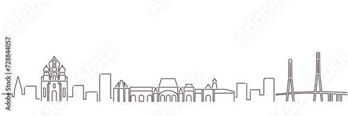 Vladivostok Dark Line Simple Minimalist Skyline With White Background